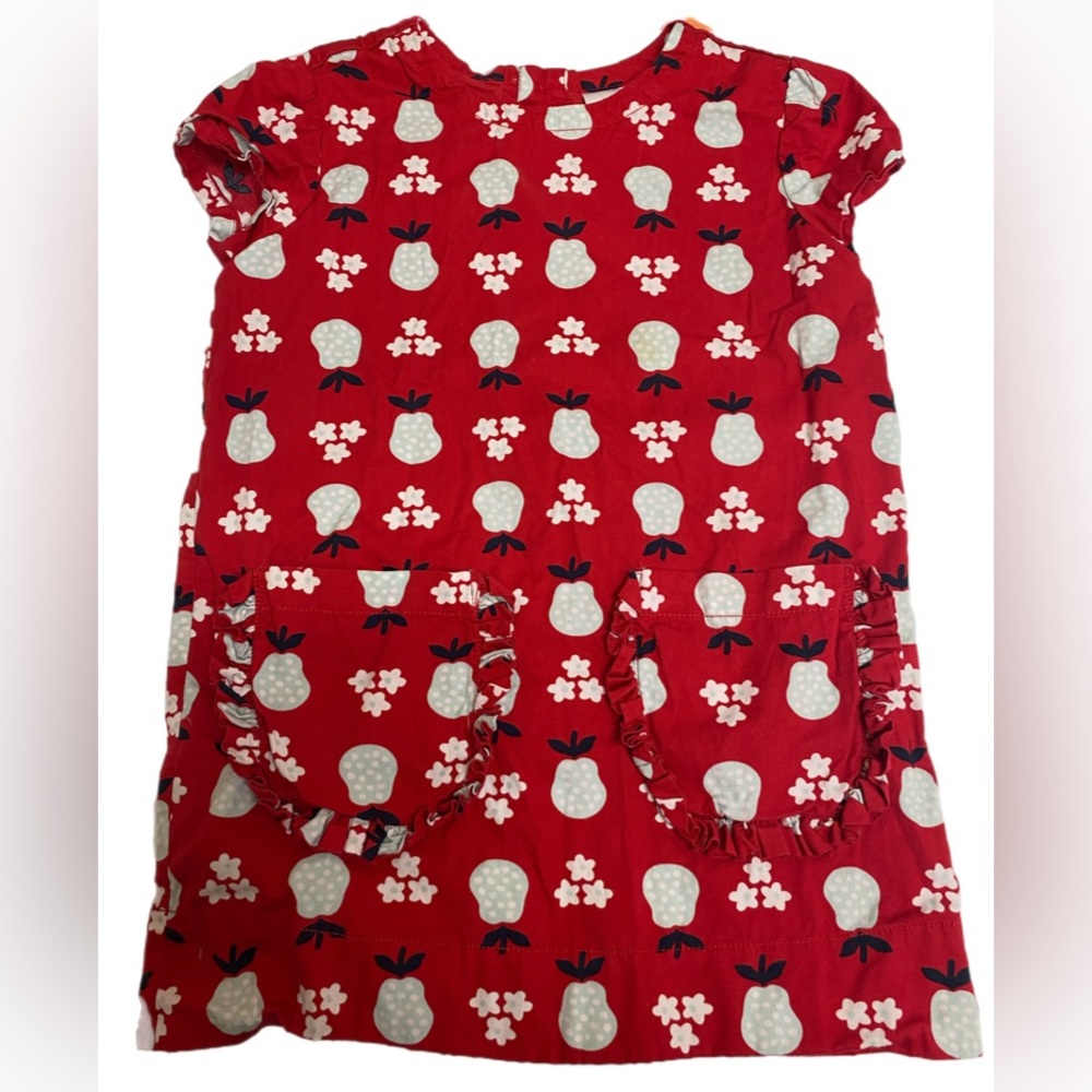 hannah andersson Girls Toddler Pear Print Dress With Pockets Size 110/US 5T